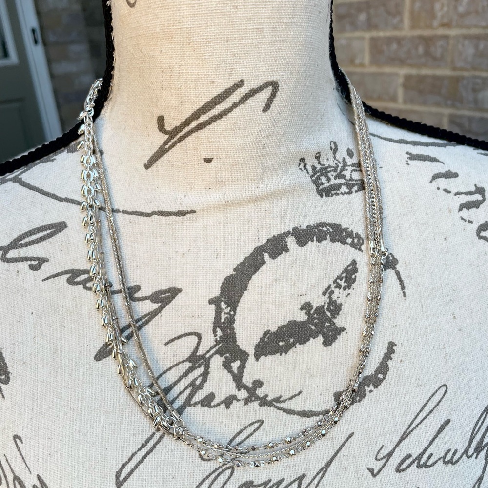 Stella & Dot Silver Double Strand Necklace - Picture 3 of 8